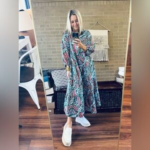 Vibrant Long Sleeve Maxi Dress